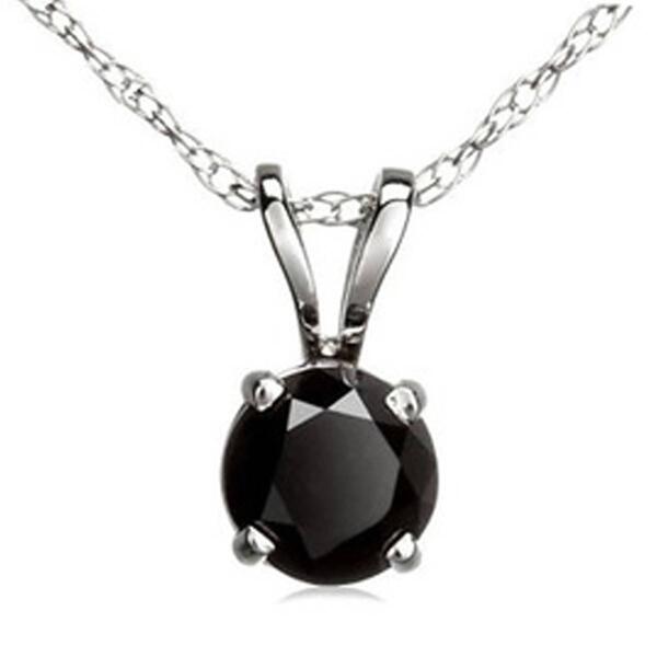 Parikhs 14kt. White Gold Round Black Diamond Pendant - image 