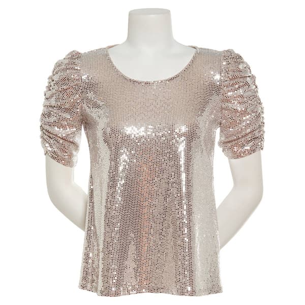 Plus Size MSK Puff Sleeve Sparkle Knit Top