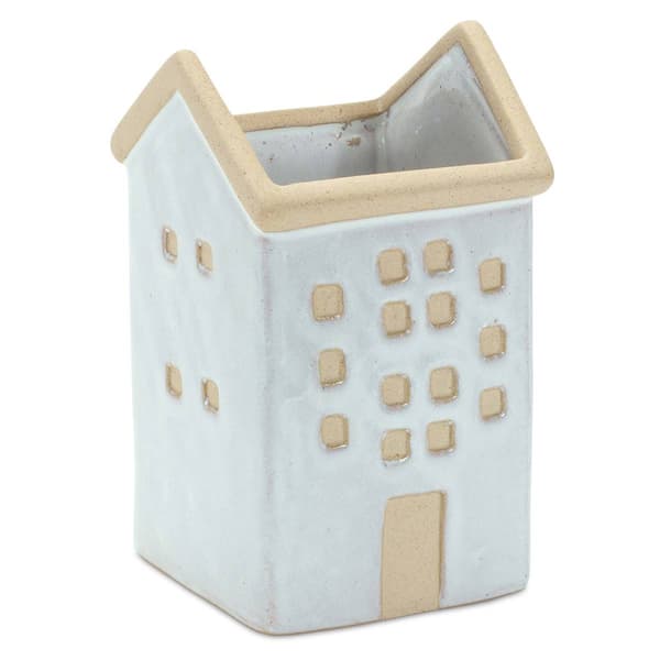 Melrose Neutral Porcelain House Planter - Set of 3