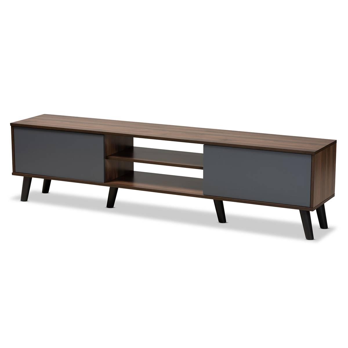 Baxton Studio Clapton Walnut Brown Finished Wood TV Stand