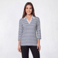Womens Hasting & Smith 3/4 Sleeve Stripe Polo Tee - image 1