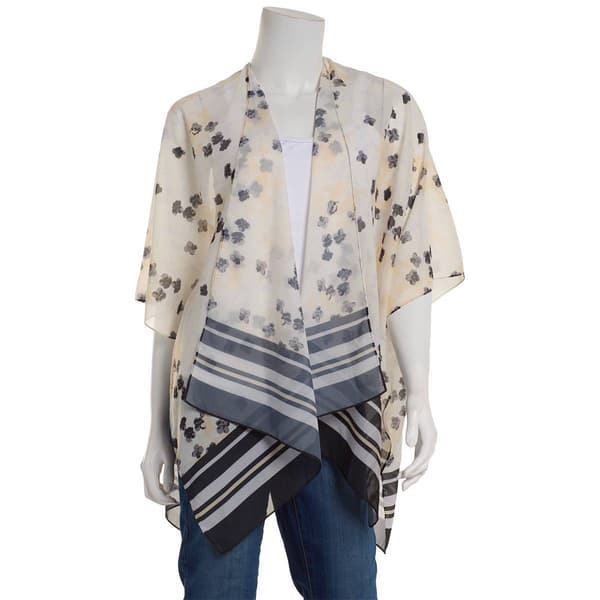 Womens Anne Klein 2pc. Kimono & Straw Hat Set