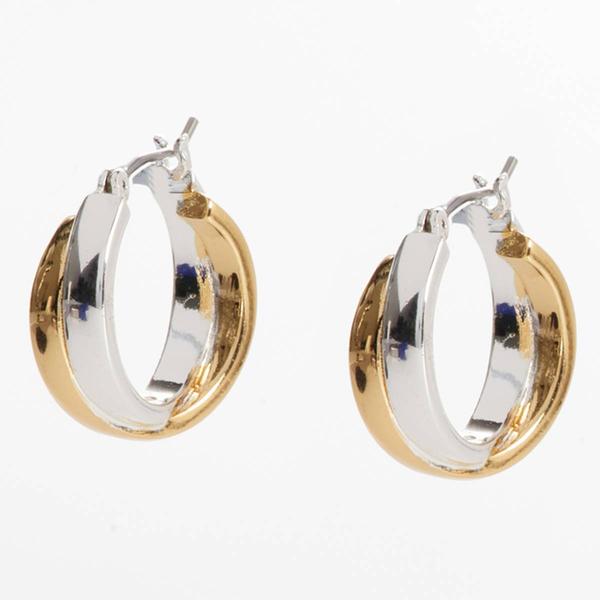 Design Collection Two-Tone Smooth Hoop Earrings - image 