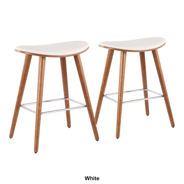 LumiSource Saddle Mid-Century Modern Counter Stools - Set of 2