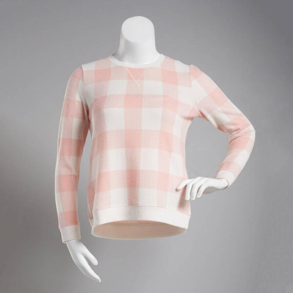 Womens Emily Daniels Long Sleeve Buffalo Check Hacci Top - image 