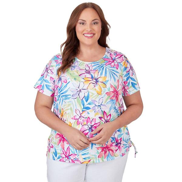 Plus Size Alfred Dunner Key Items Short Sleeve Floral Leaf Tee - image 