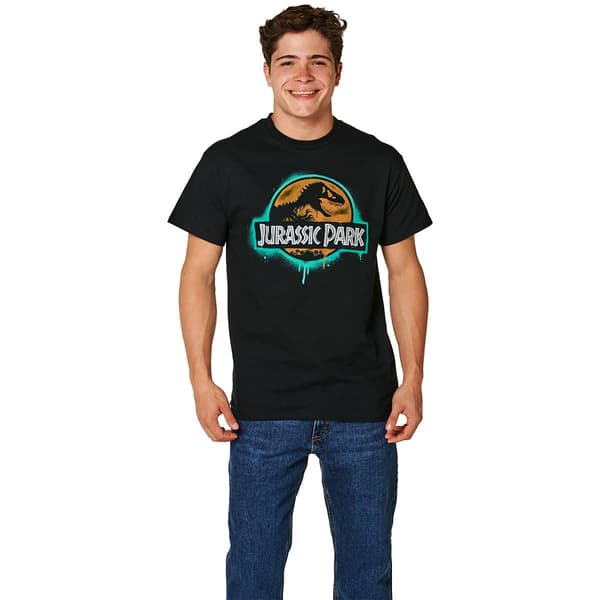 Young Mens Jurassic Park Glow Graphic Tee - image 