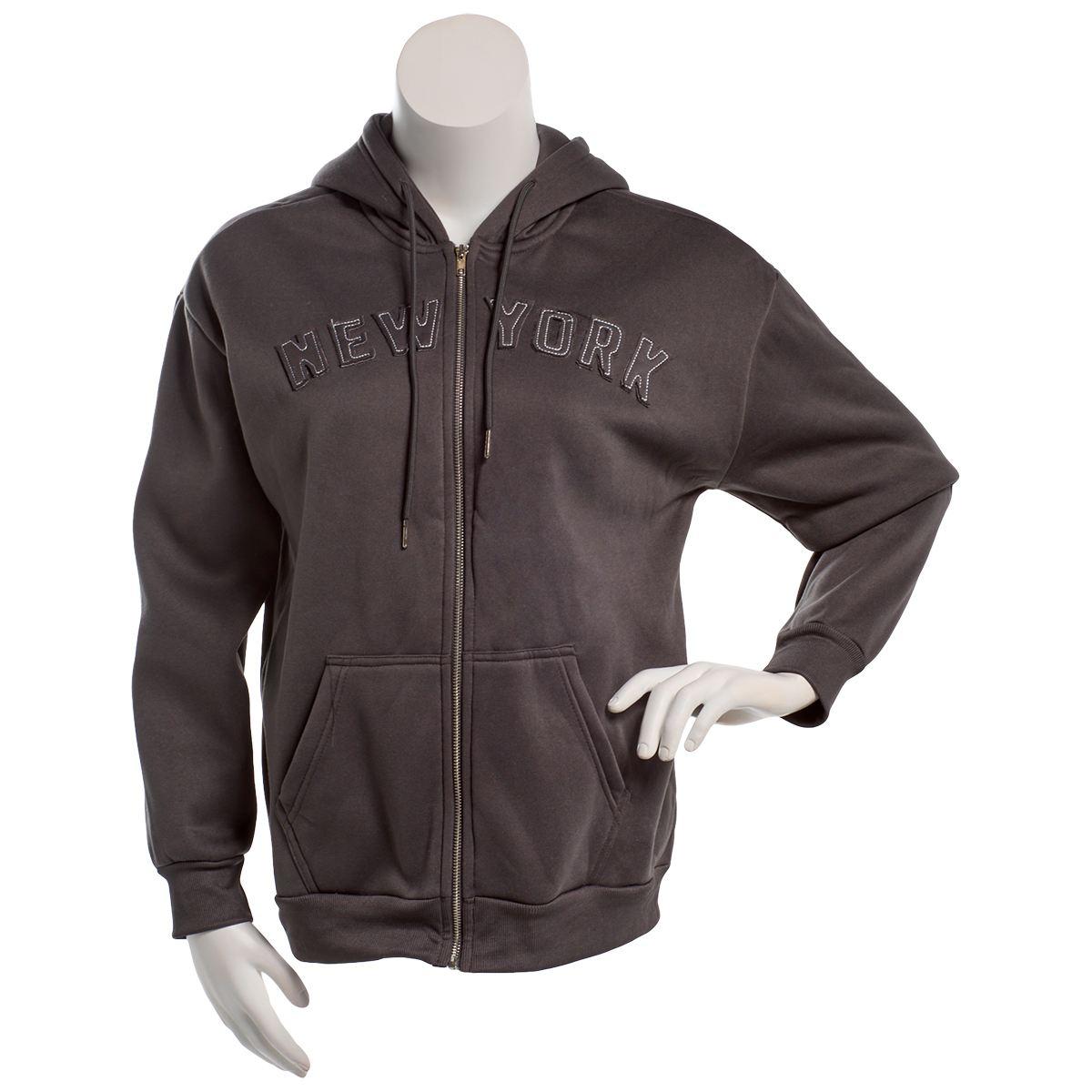 Juniors No Comment New York Fleece Zip Up Hoodie