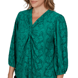 Plus Size Ruby Rd. Mysterious Romance Knot Front Floral Blouse