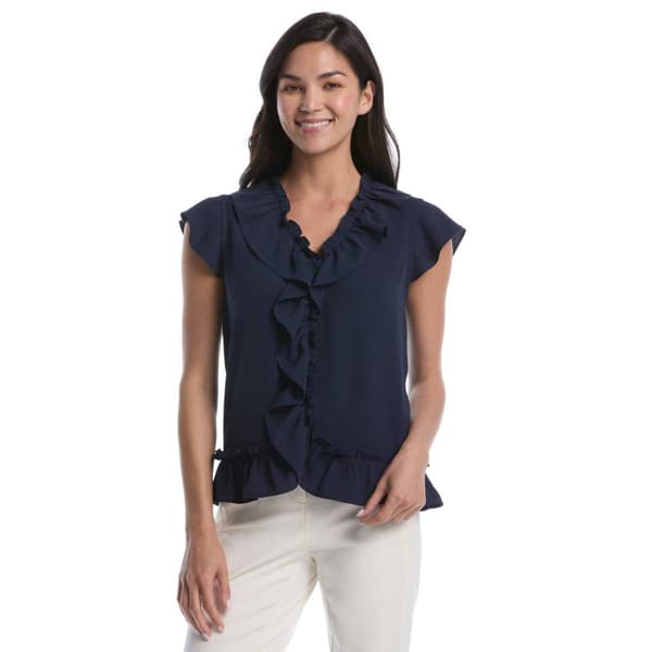 Womens Rafaella(R) Sleeveless Cascade Ruffle Front Blouse - image 