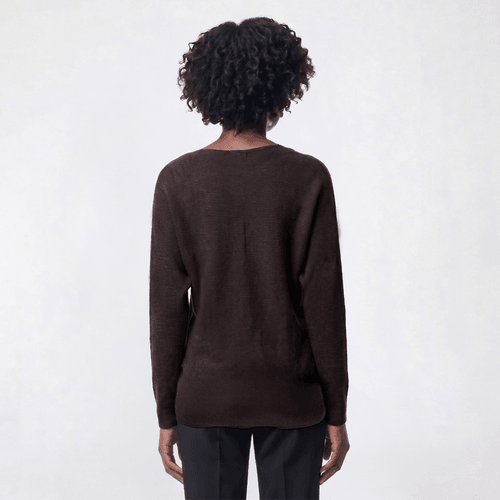 Womens Emily Daniels Dolman Sleeve Boat Neck Bling Rib Sweater