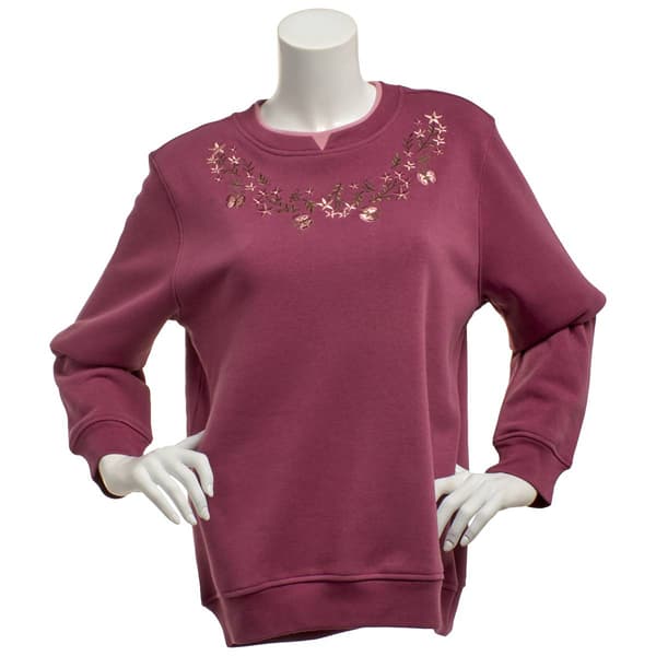 Womens Hasting & Smith Butterfly Floral Fleece Sweatshirt