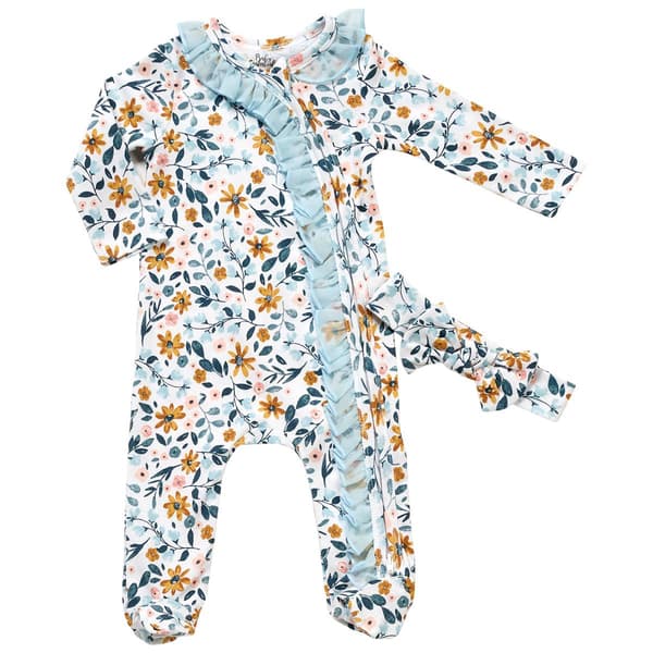 Baby Girl (NB-9M) Baby Essentials(R)  Floral Footie & Headband - image 