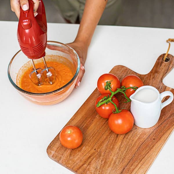 Ovente Portable 5-Speed Mixing Electric Hand Mixer - Red