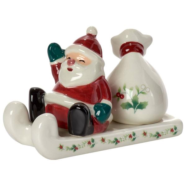 Pfaltzgraff Winterberry Santa Sled Salt & Pepper Shakers - image 