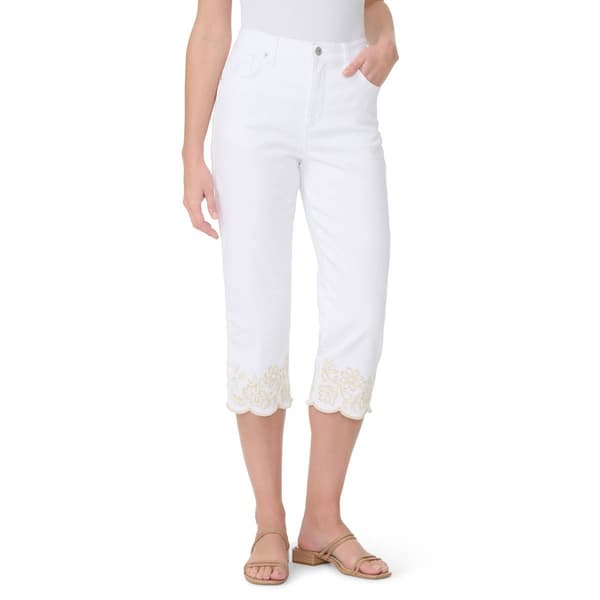Womens Gloria Vanderbilt Amanda Capris w/Embroidery Scallop Hem
