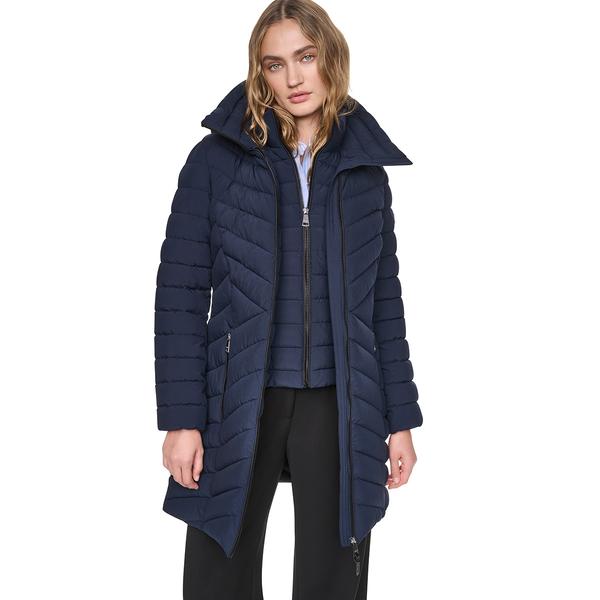 Womens DKNY Stretch Down & Puffer Coat with Bib