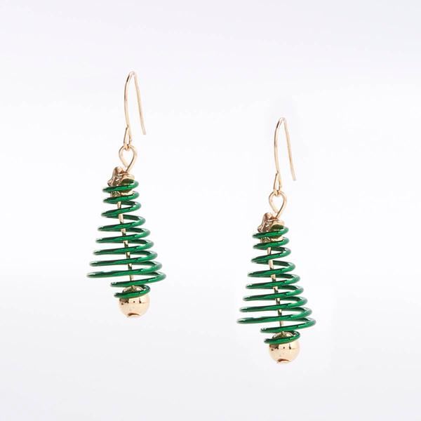 Spiral Christmas Tree Earrings - image 