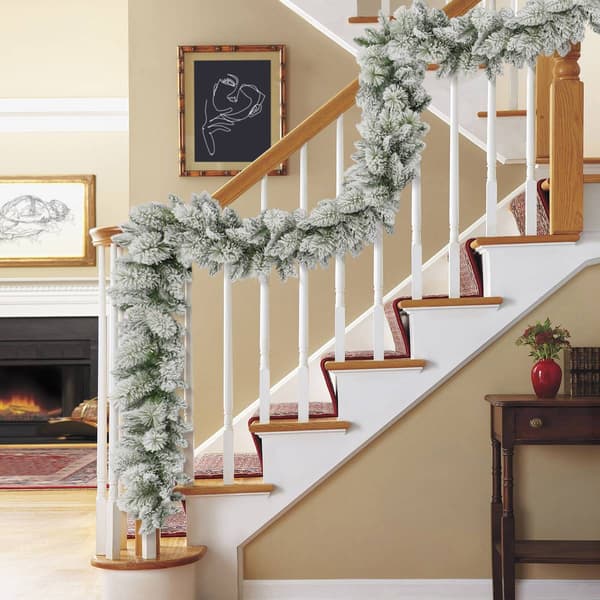 Puleo International 20ft. Flocked Spruce Artificial Garland