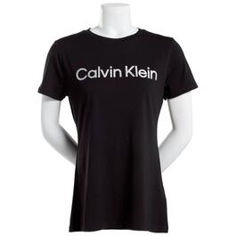 Womens Calvin Klein Performance Glitter Logo Short Sleeve Tee