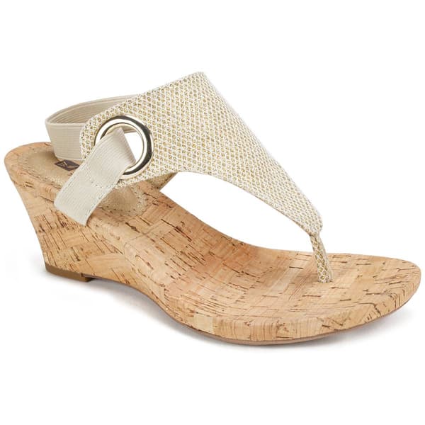 Womens White Mountain Aida Glitter Wedge Thong Sandals