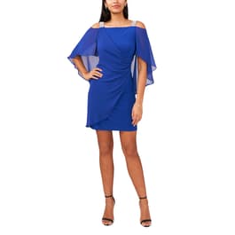 Petite MSK Capelet Overlay Side Drape Dress