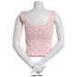 Juniors Pink Rose Ditsy Pointelle Seamless Tank Top with Rosette - image 2