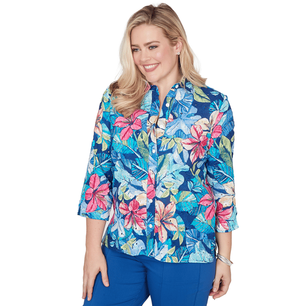 Womens Alfred Dunner The Royal Treatment Tropical Button Down