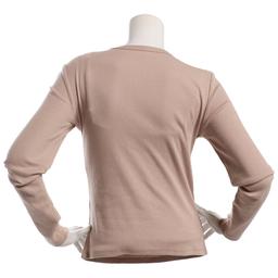 Juniors Pink Rose Long Sleeve Rib Lace Up Tie Top