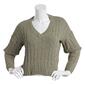 Juniors Poof! Chenille Notched Hem Cable Knit Sweater - image 1
