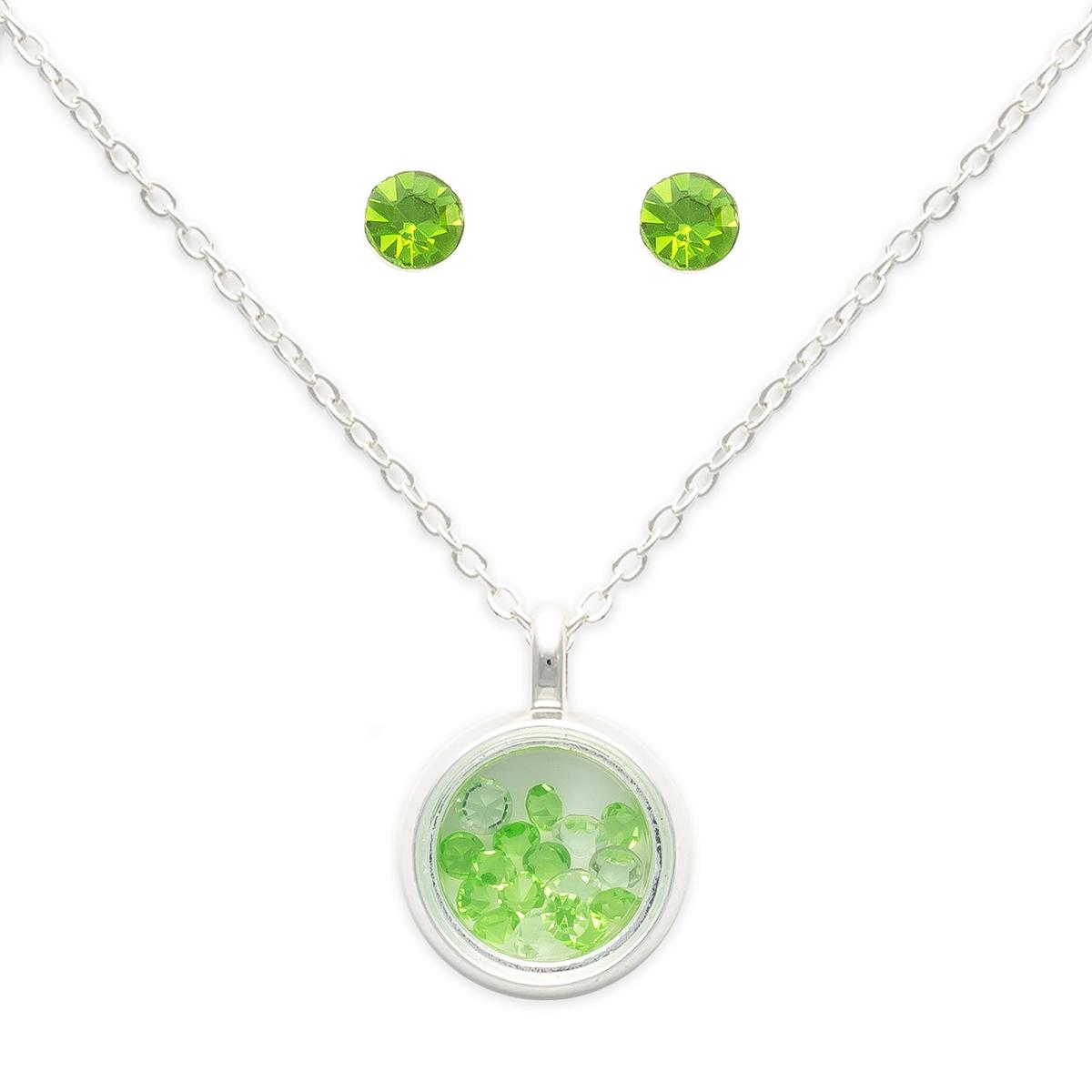 August Mini Birthstone Shaker Necklace & Earring Set