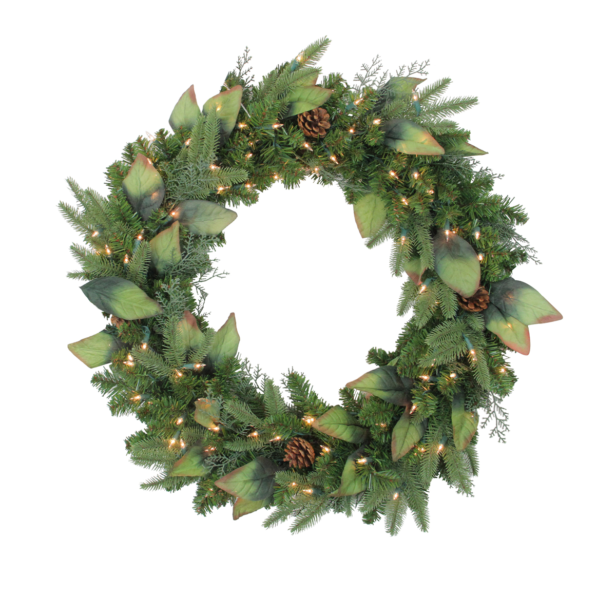 Northlight 30in. Pre-Lit Mixed Winter Pine Christmas Wreath