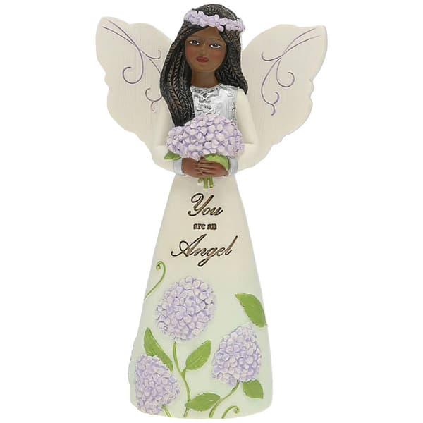 Pavilion Elements Black Angel Holding Hydrangeas Figurine - image 