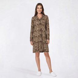 Womens René Rofé® Long Sleeve Animal Notch Collar Nightshirt