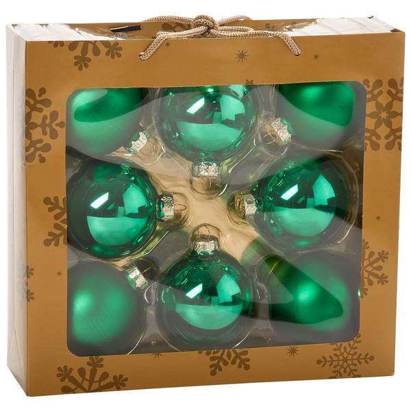 Set of 8 2.6in. Green Glass Ornaments - image 