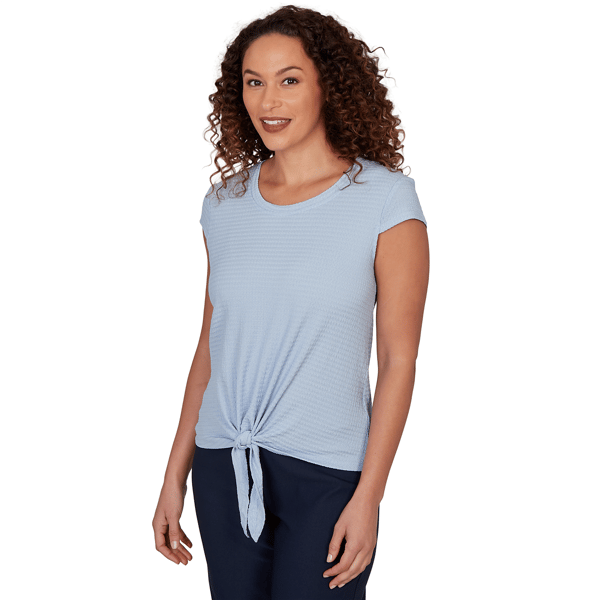 Petite Emaline Sapphire Serenade II Cap Sleeve Textured Blouse