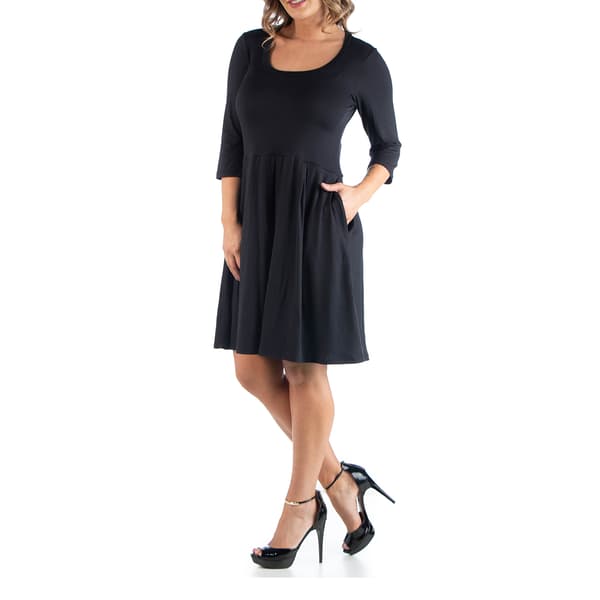 Plus Size 24/7 Comfort Apparel Elbow Sleeve Pocket Shift Dress