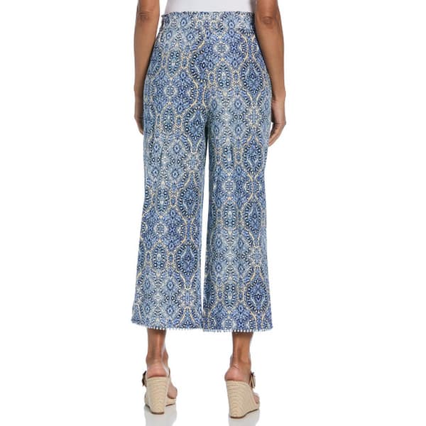 Womens Rafaella&#174; Scroll Bobble Trim Crop Drawcord Wide Leg Pants