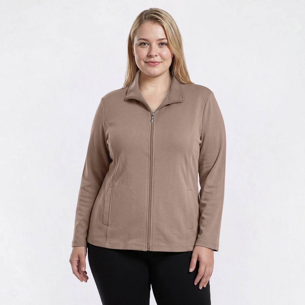 Plus Size Hasting & Smith Long Sleeve Mock Neck Zip Jacket