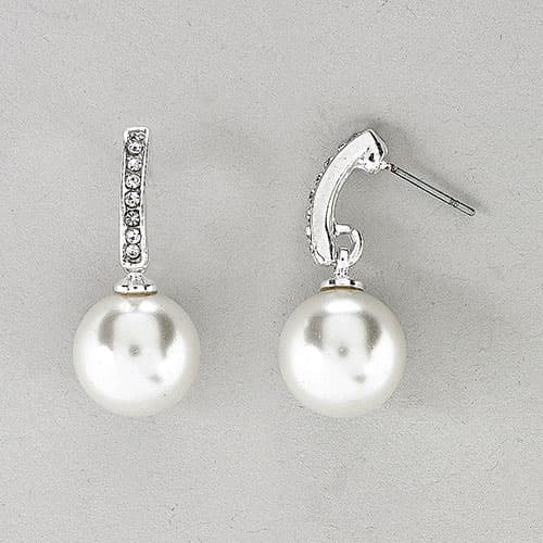 Rosa Rhinestones Pearl Pave Post Drop Earrings - image 