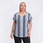 Plus Size Tru Self Short Sleeve Button Shoulder Stripe Tee - image 1