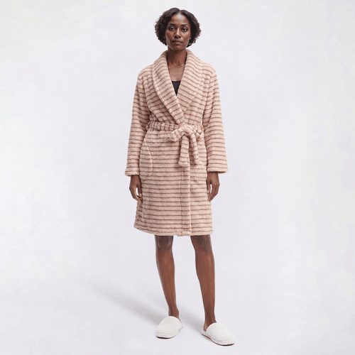 Womens Jasmine Rose Long Sleeve 39 Stripe Shawl Robe