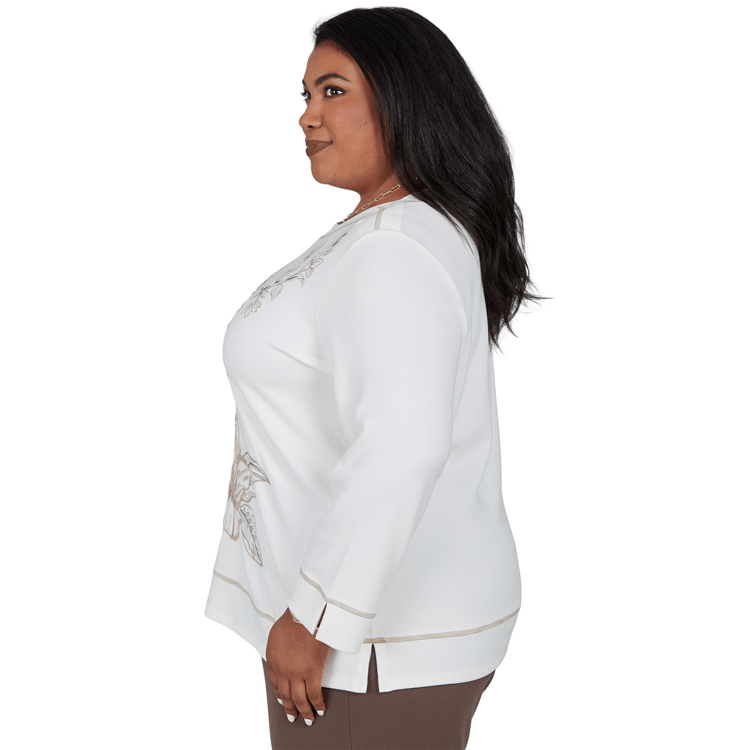 Plus Size Alfred Dunner Luxe Be A Lady Floral Embroidery Blouse
