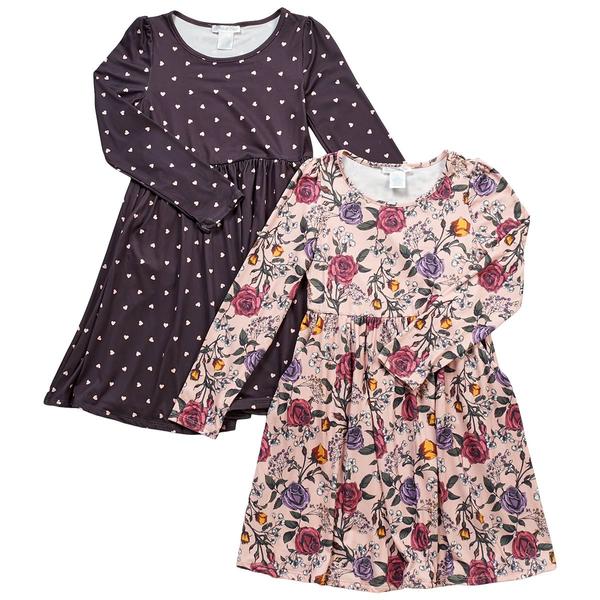Girls (7-16) Emma & Elsa 2pk. Long Sleeve Rose & Heart Dresses - image 