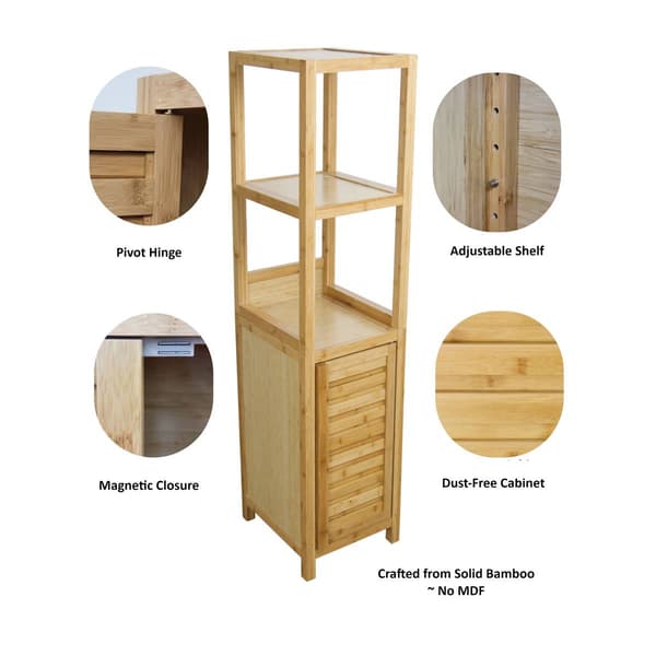 eccostyle™ Solid Bamboo Spa or Bath Storage Tower Cabinet