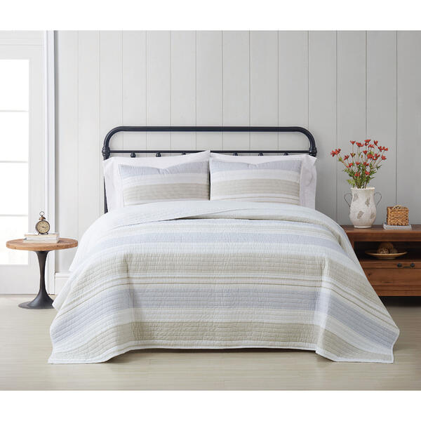 Cottage Classics Spa Stripe Quilt Set - image 