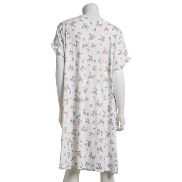 Womens Elegant Dreams Short Sleeve Floral Crochet Waltz Nightgown