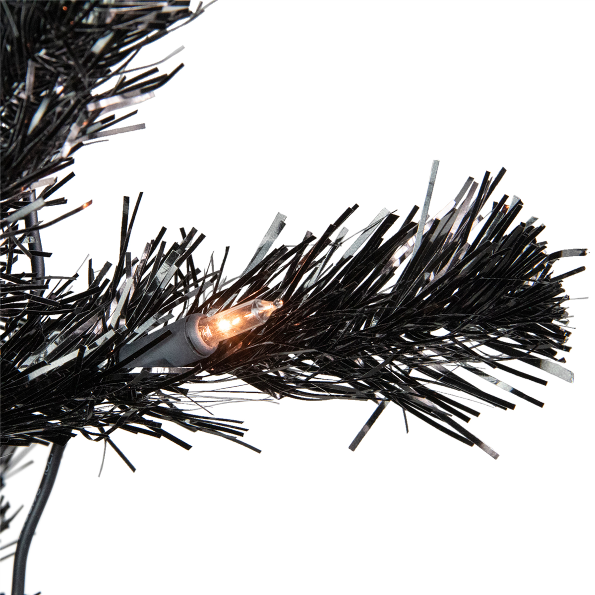 Northlight 4ft. Pre-Lit Black Artificial Tinsel Christmas Tree
