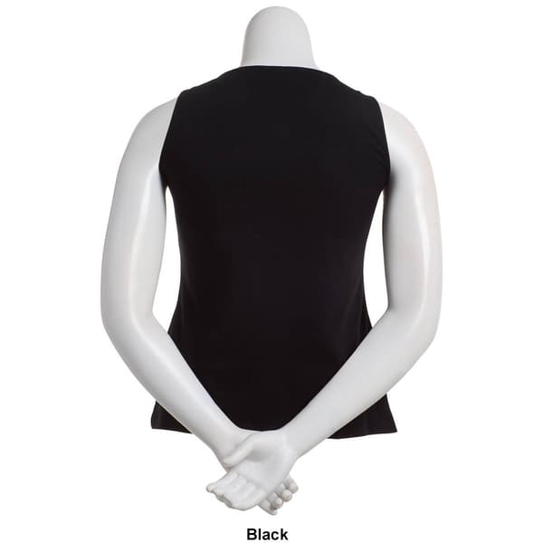 Womens Kasper Solid Double Layer Square Neck Tank