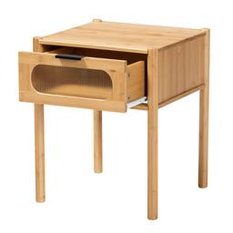 Baxton Studio Naresh Brown Bamboo Wood 1-Drawer End Table